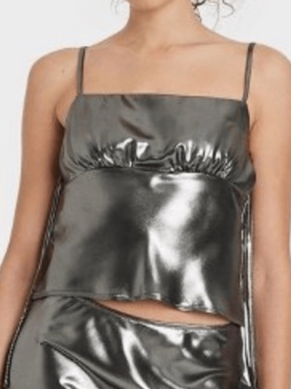 Wild Fable Silver Satin Tank Top